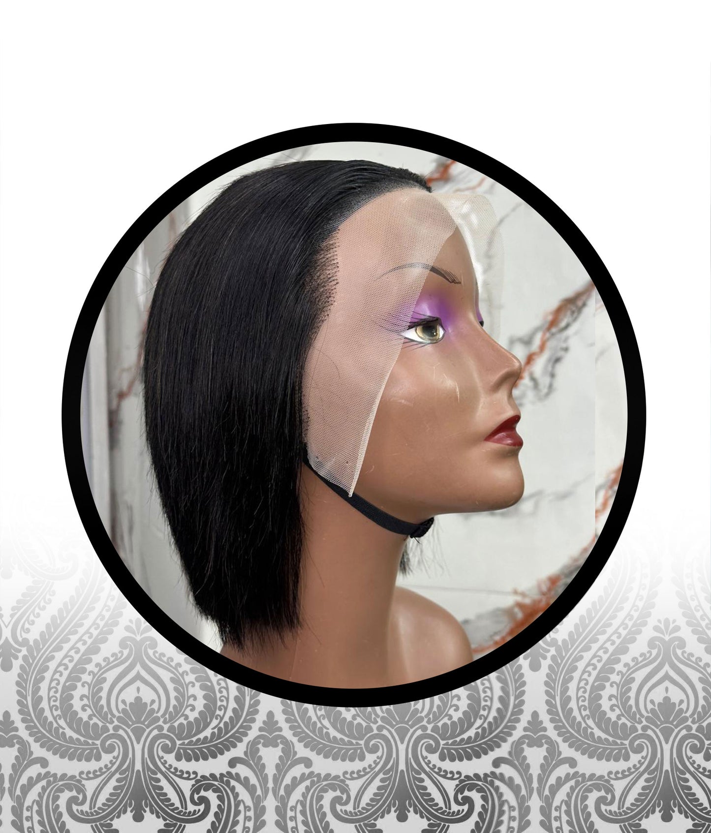 8″ Straight Human HairBlend Full Lace Frontal Wig