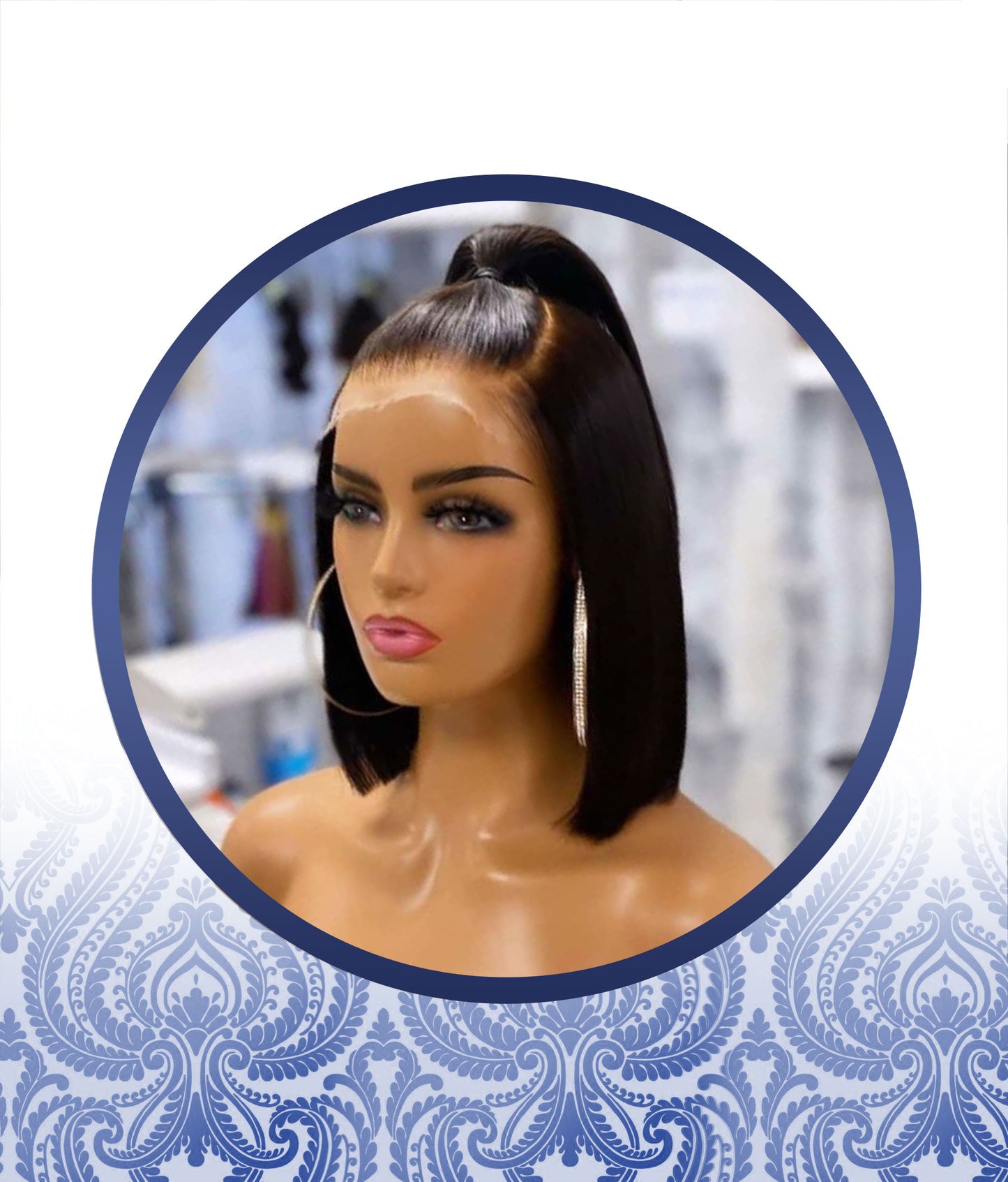 14" Customized Mini Lace Frontal Top-Bun Wig