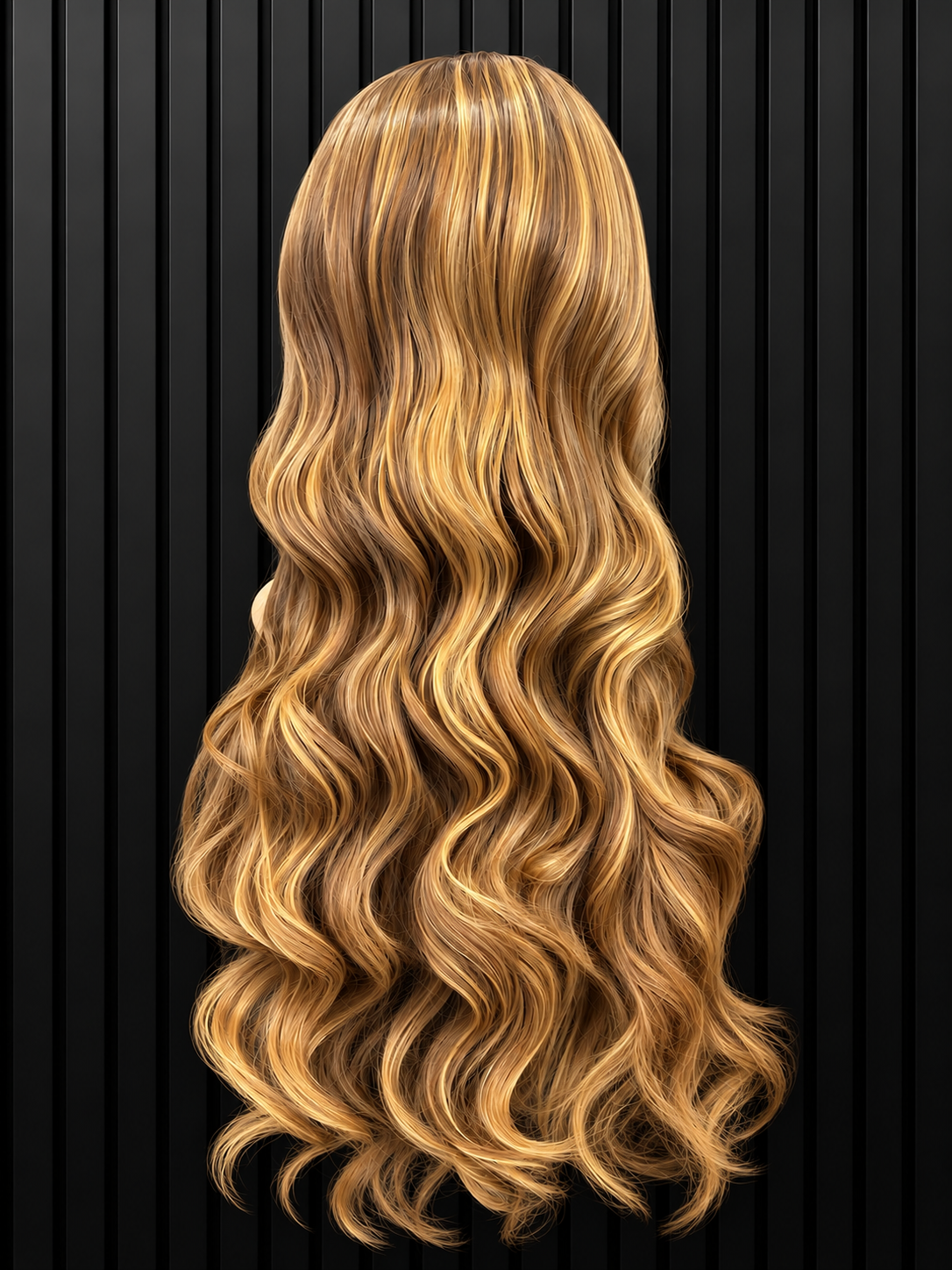 30" HUMAN HAIRBLEND HONEY CARAMEL BODY-WAVE LACE FRONTAL WIG
