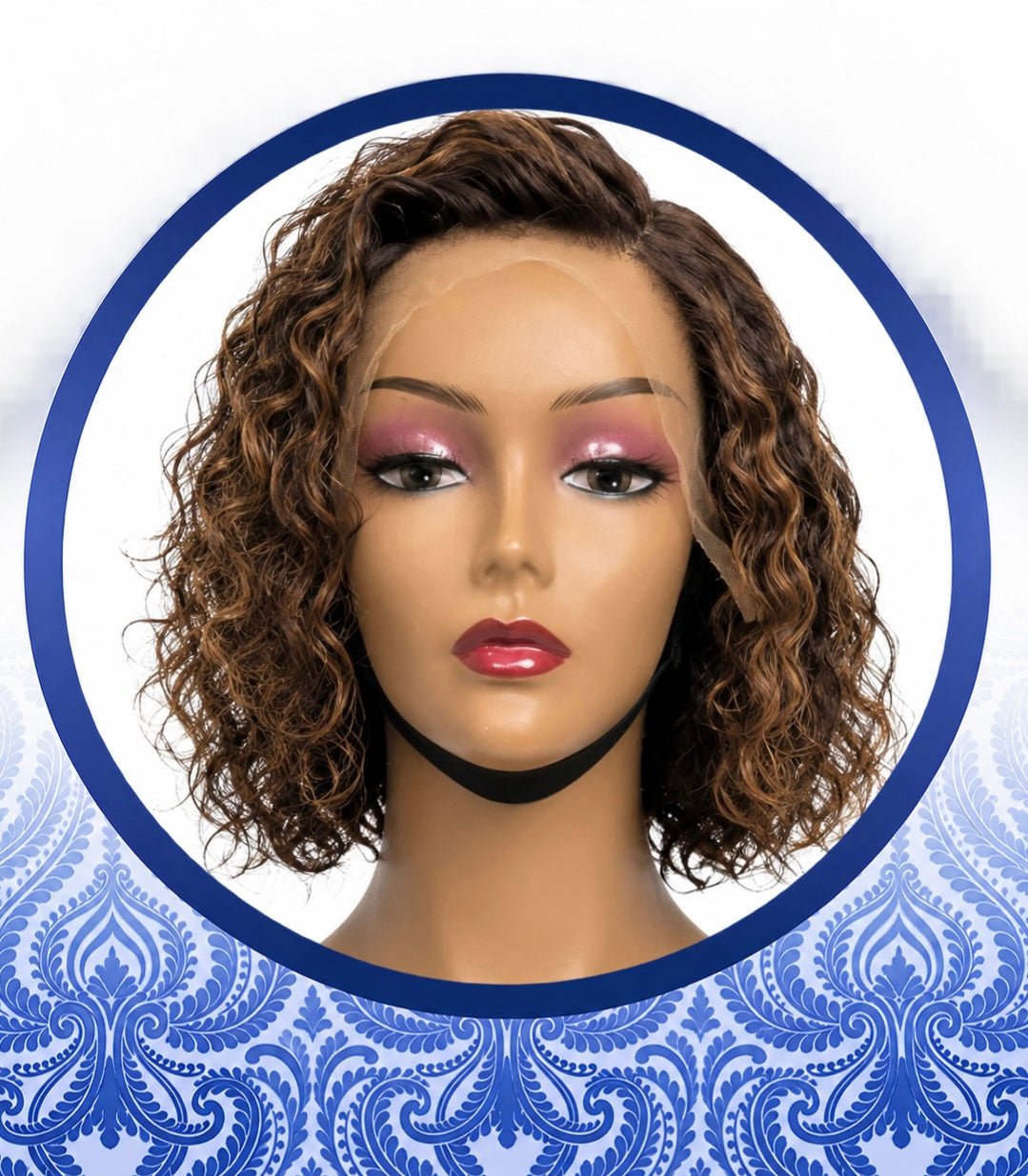 10" highlighted waterwave Glueless lace frontal wig