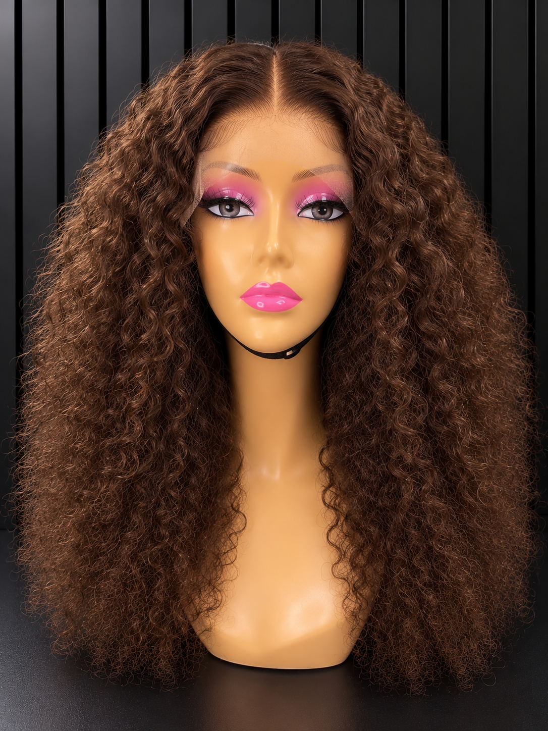 20" Glue-Less 5x5 Chocolate Brown Jerry Curl Peruca