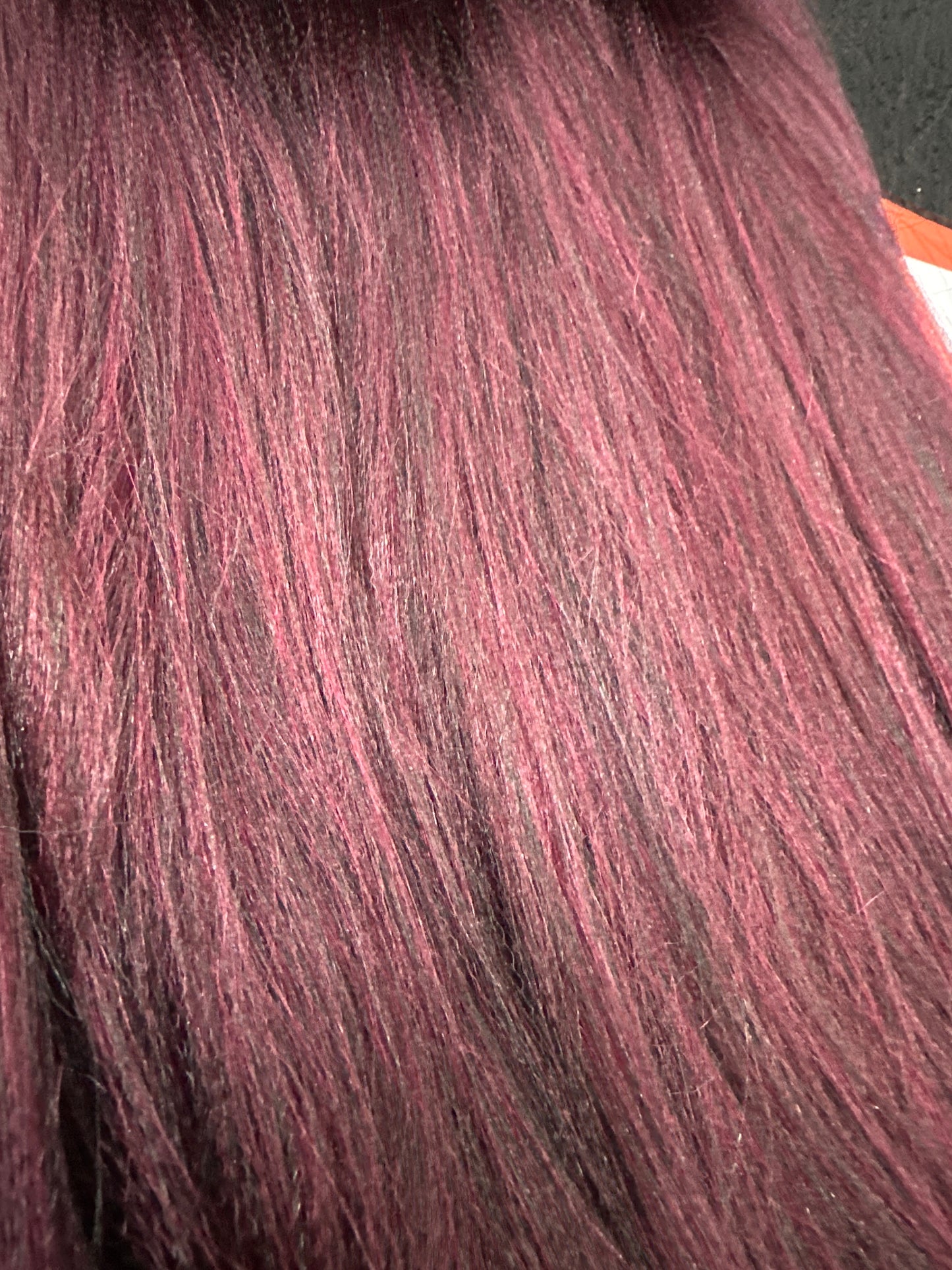 ( EZBRAID®️ Hot Water Curl in #33 ) 40 in a Box . OMBRE BURGUNDY FIBRE