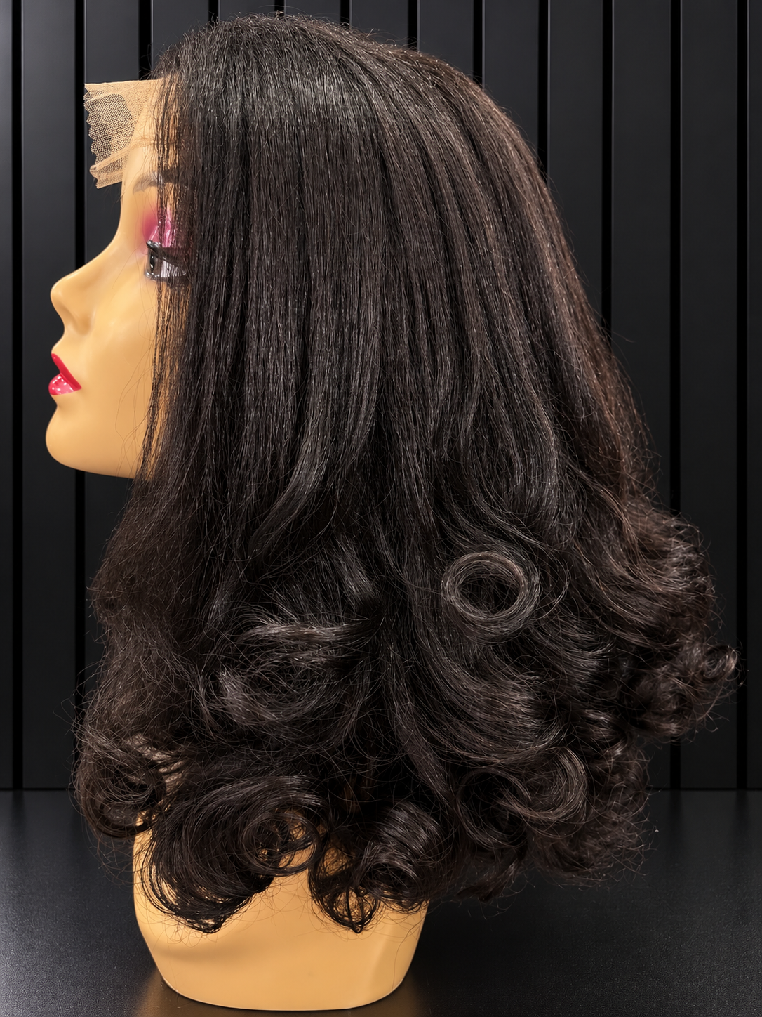 Glue-less 5x5 Kinky Straight with Bouncy Curls Wig