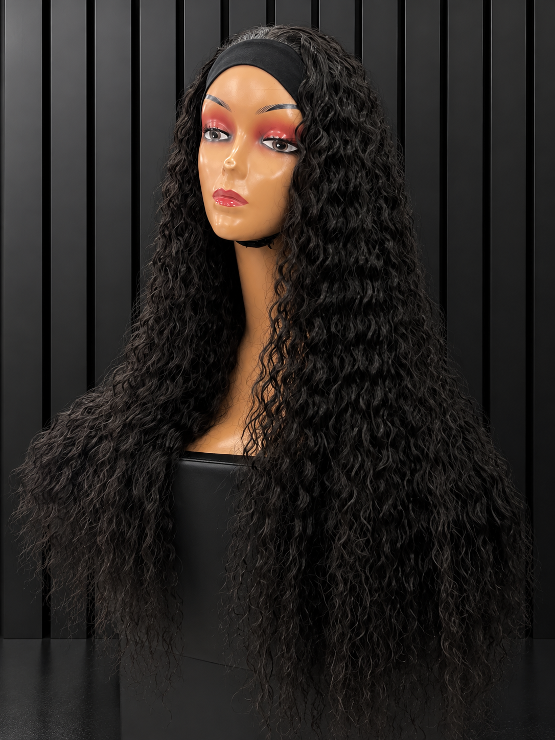 28” HUMAN HAIRBLEND GLUE-LESS WEAR AND GO WATERWAVE HEADBAND WIG