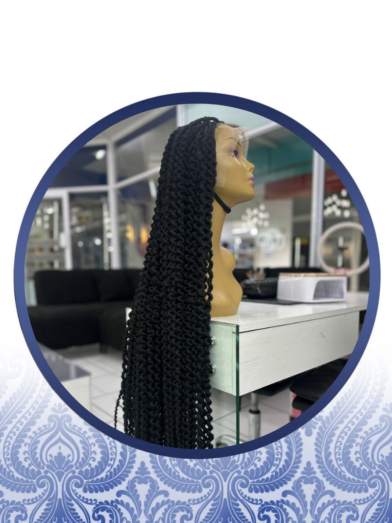 36" Fluffy Kinky Full Lace Frontal Braided Wig
