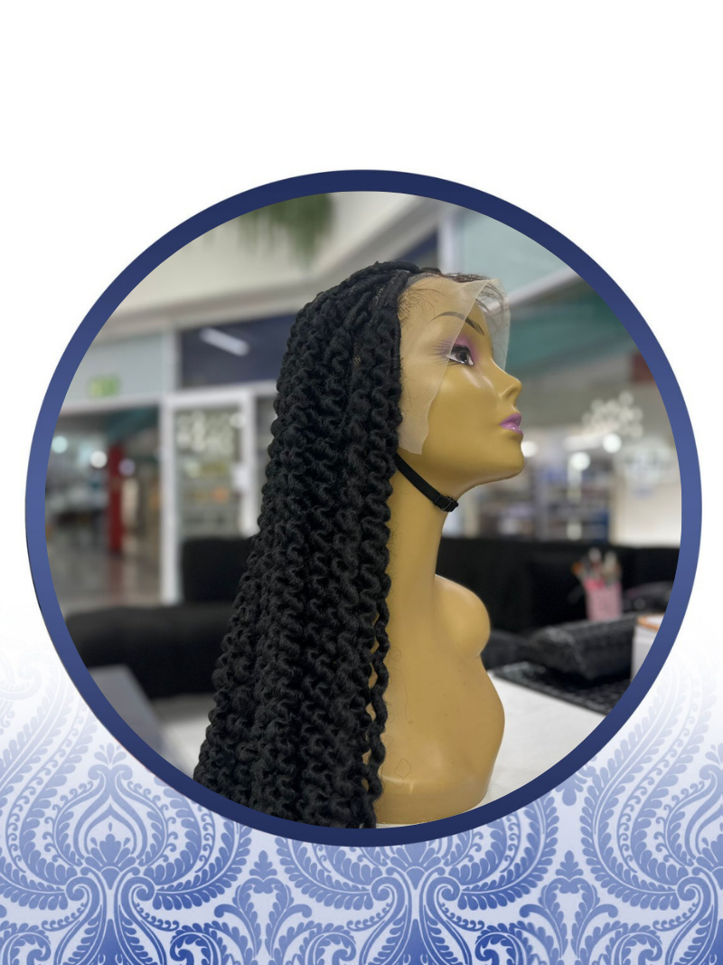 36" Fluffy Kinky Full Lace Frontal Braided Wig