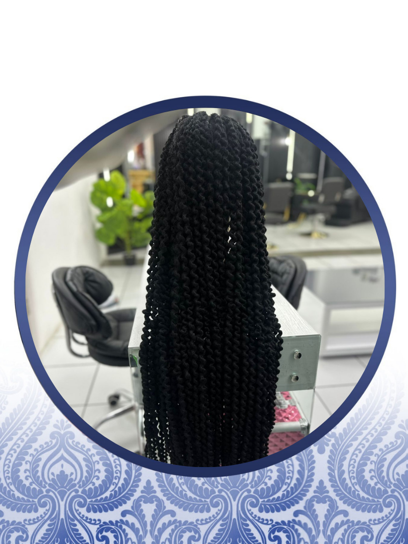 36" Fluffy Kinky Full Lace Frontal Braided Wig