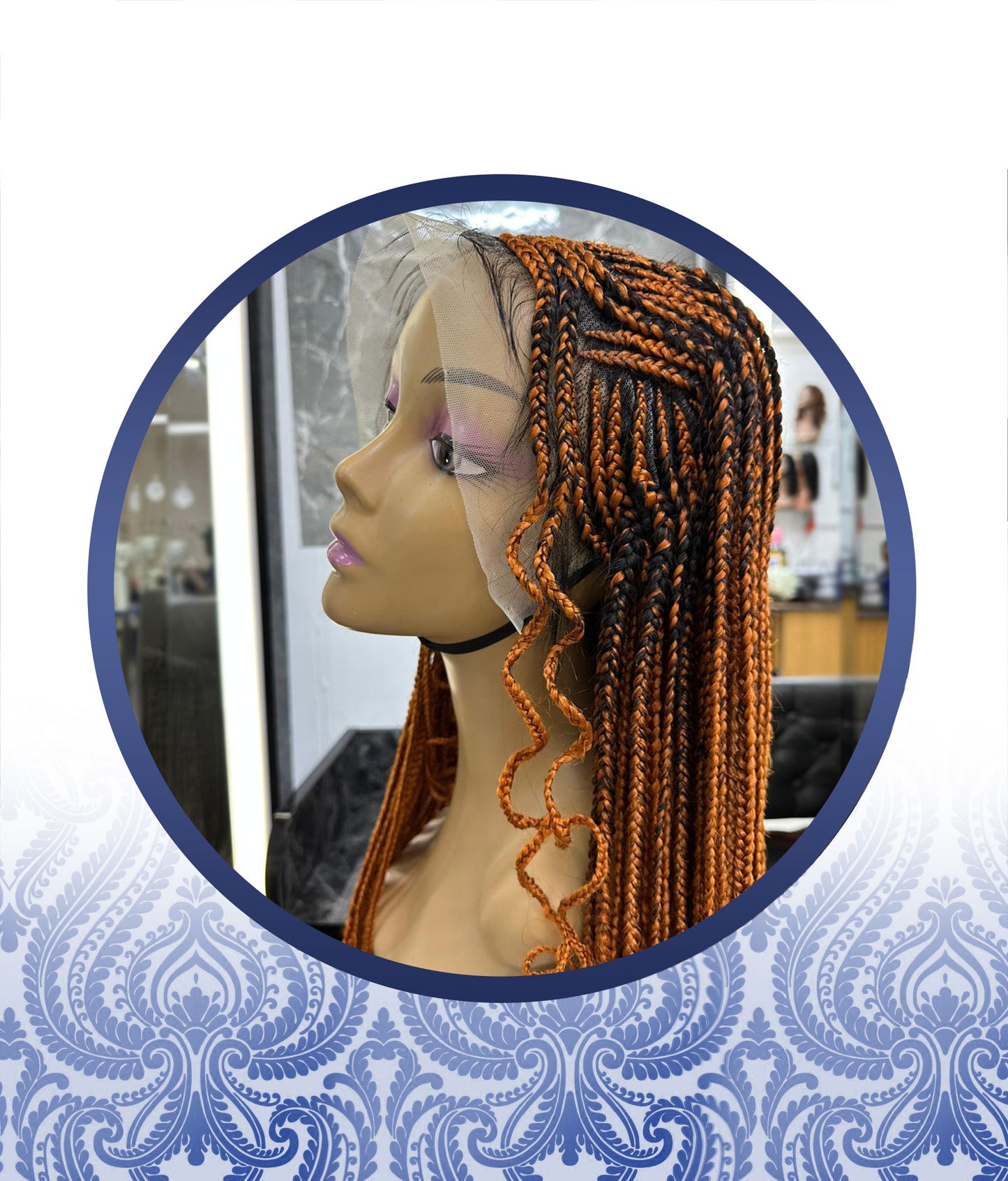 26" Full Lace Frontal Fox Brown Braided Wig