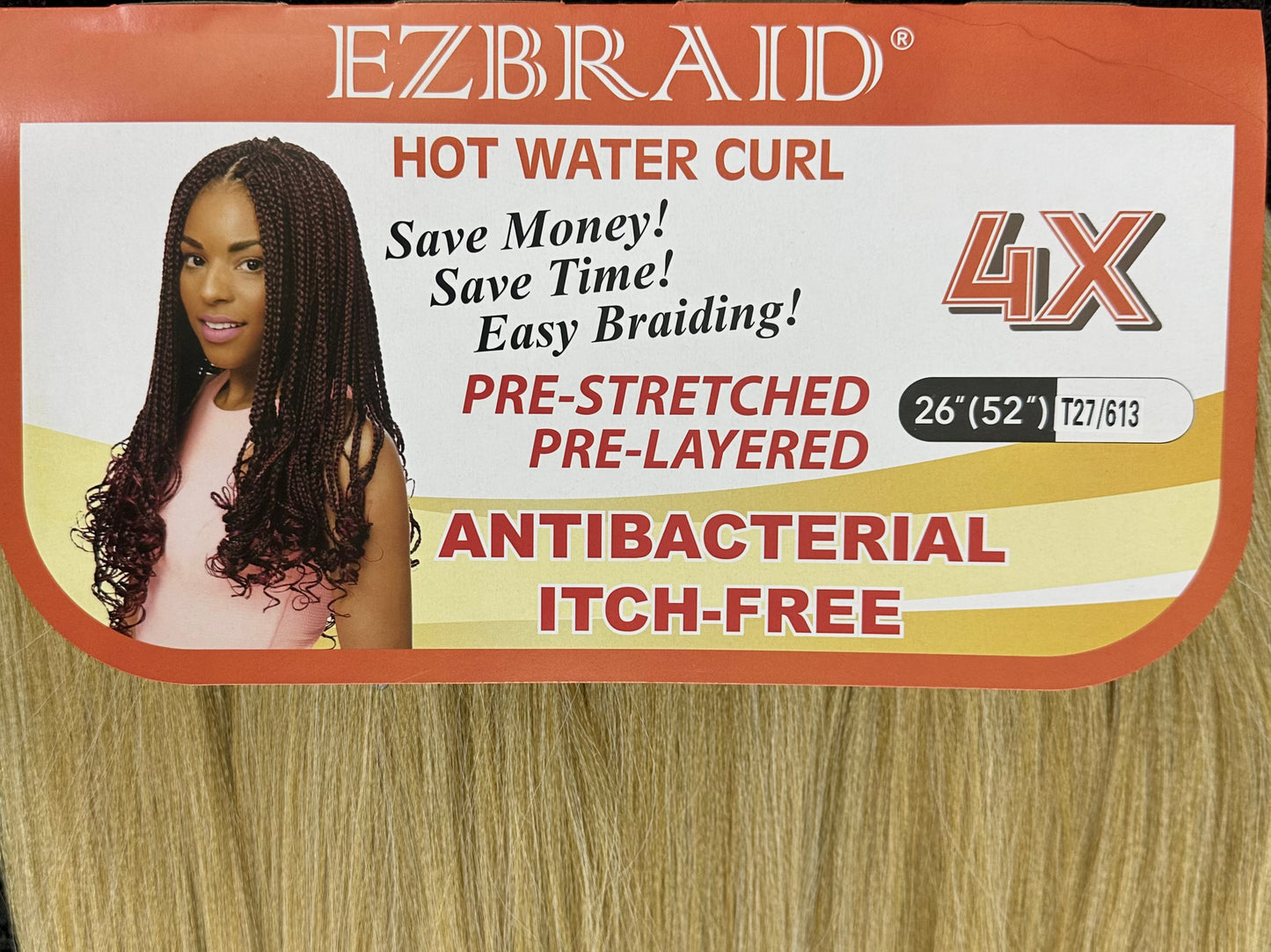 ( EZBRAID®️ Hot Water Curl in #33 ) 40 in a Box . BLEACH BLOND FIBRE