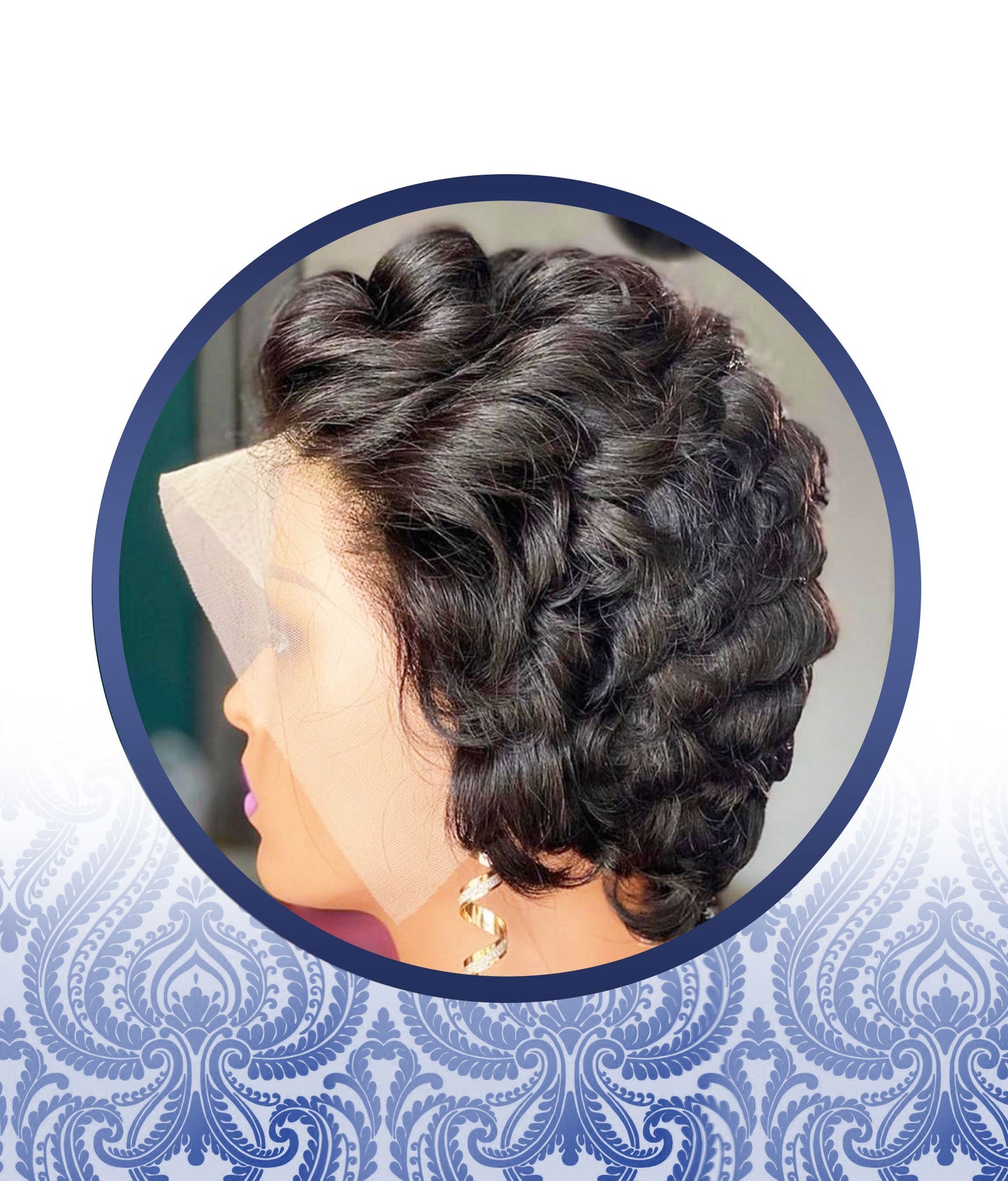 Glueless Curled Short Lace Frontal Pixie Cut