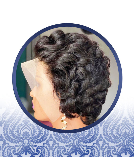 Glueless Curled Short Lace Frontal Pixie Cut
