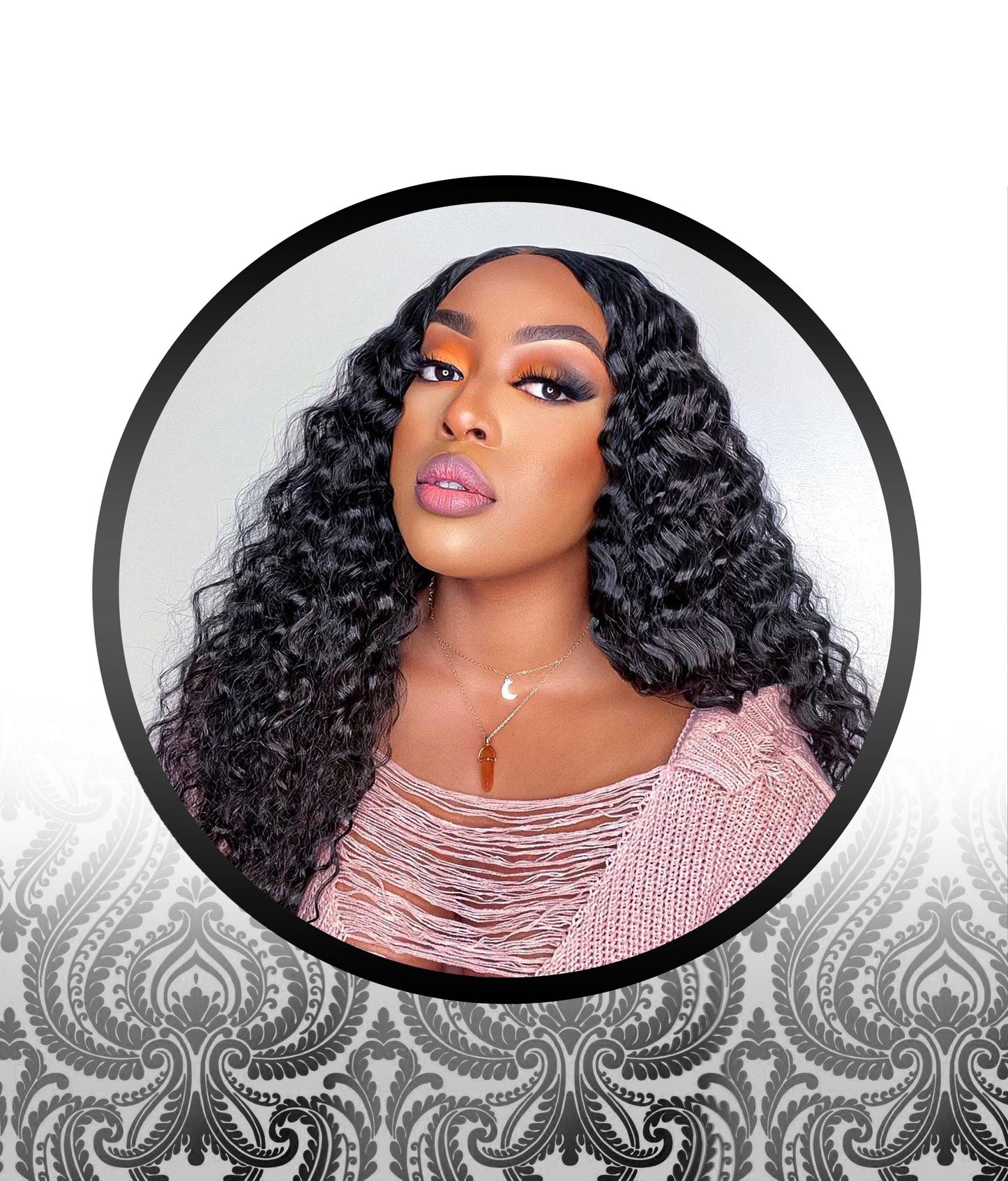 Middle-Part Human HairBlend Deep Wave Wigs