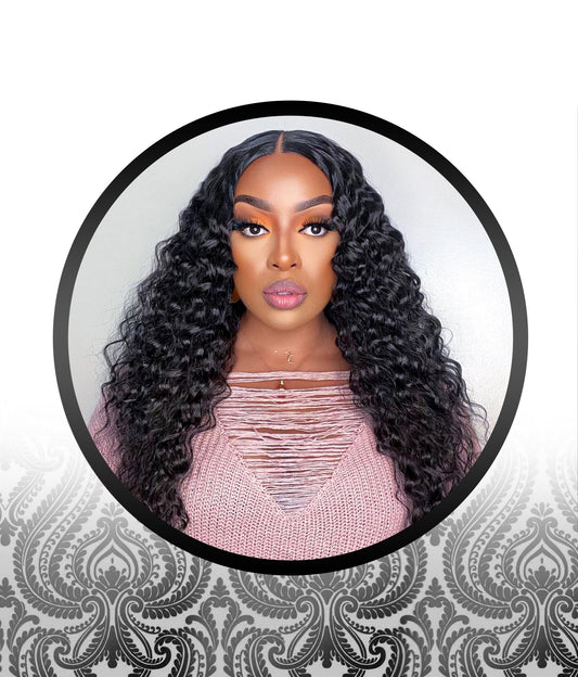 Middle-Part Human HairBlend Deep Wave Wigs