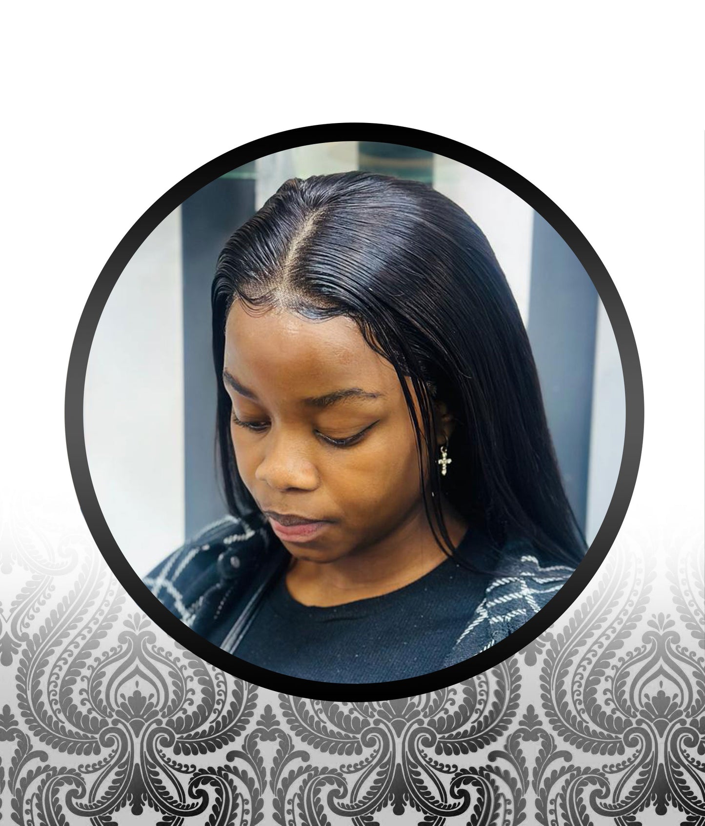 Human HairBlend Straight Full Lace Frontal Wigs