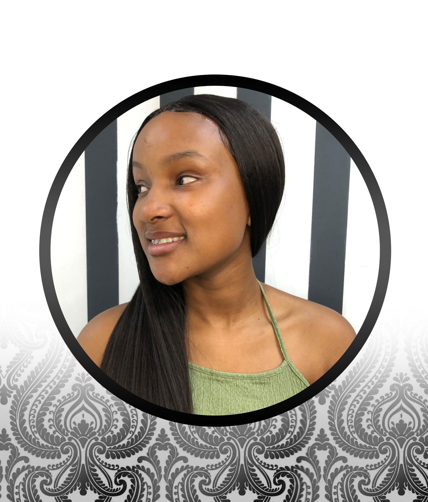 Human HairBlend Straight Middle-Part Wigs