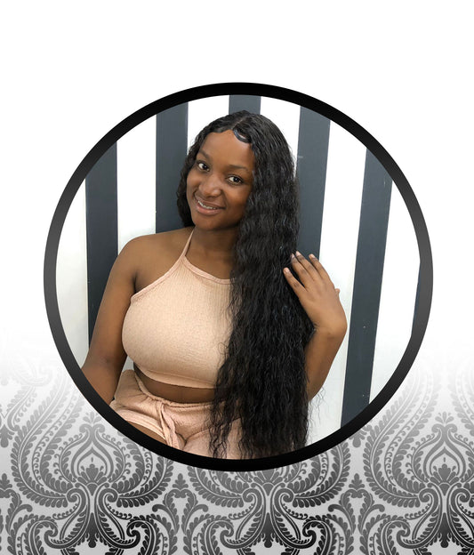 Malaysian Water Curl Human HairBlend Middle-Part Wigs