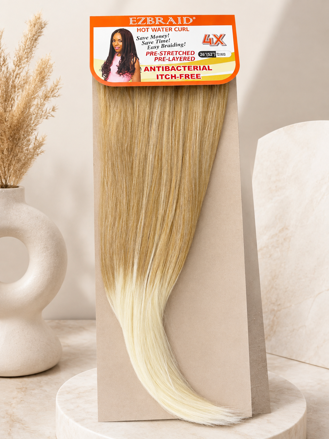 ( EZBRAID®️ Hot Water Curl in #33 ) 40 in a Box . BLEACH BLOND FIBRE