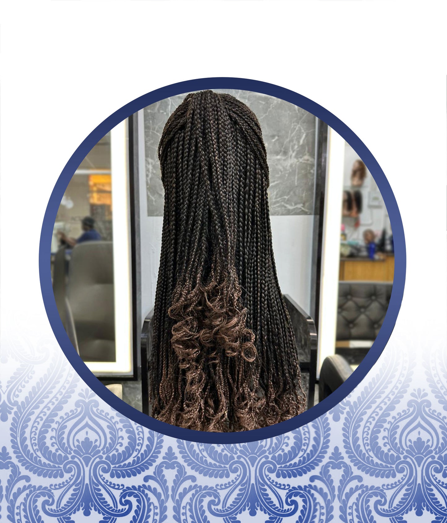 26" Mixed Brown Lace Frontal Top-bun Braided Wig