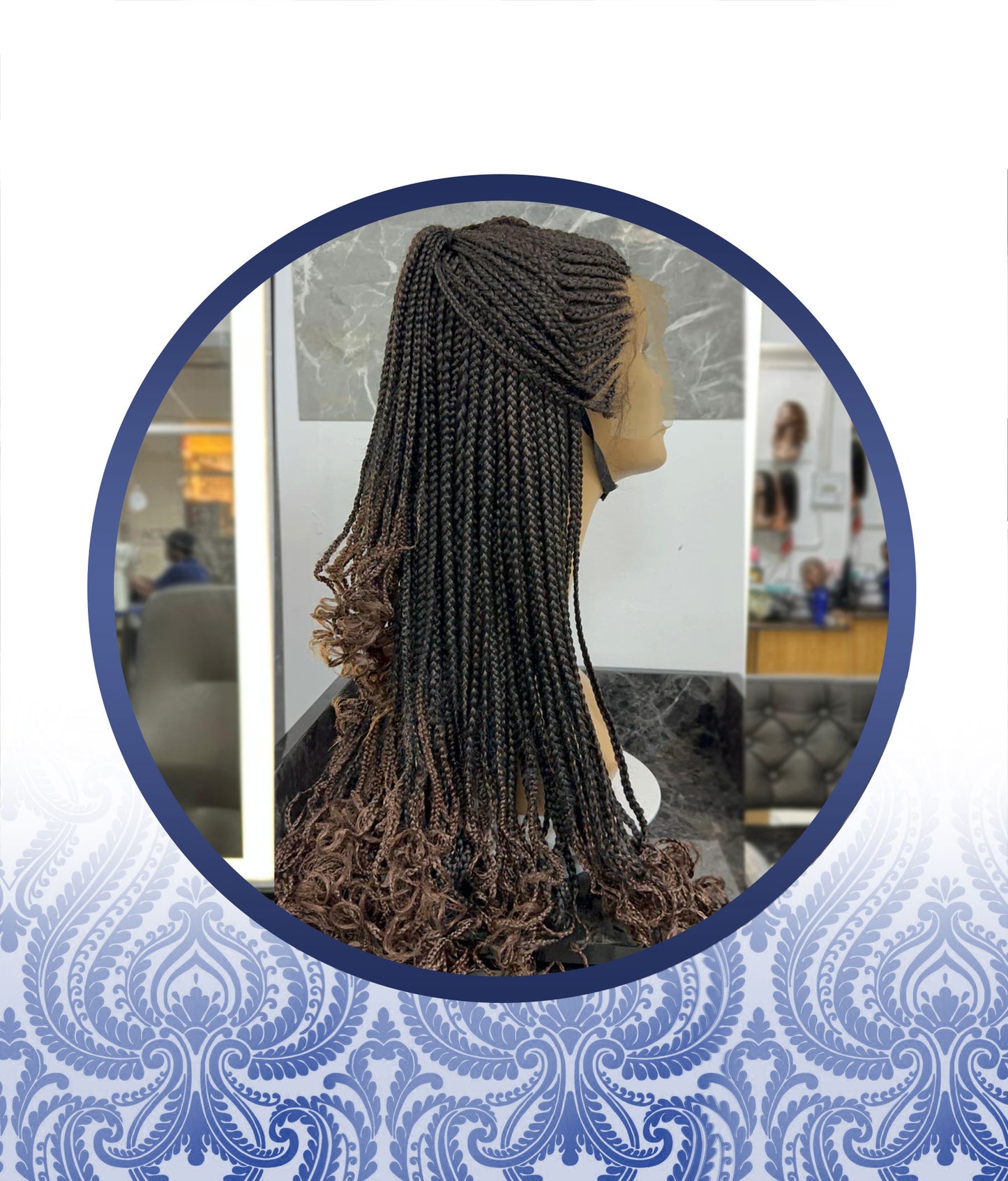 26" Mixed Brown Lace Frontal Top-bun Braided Wig