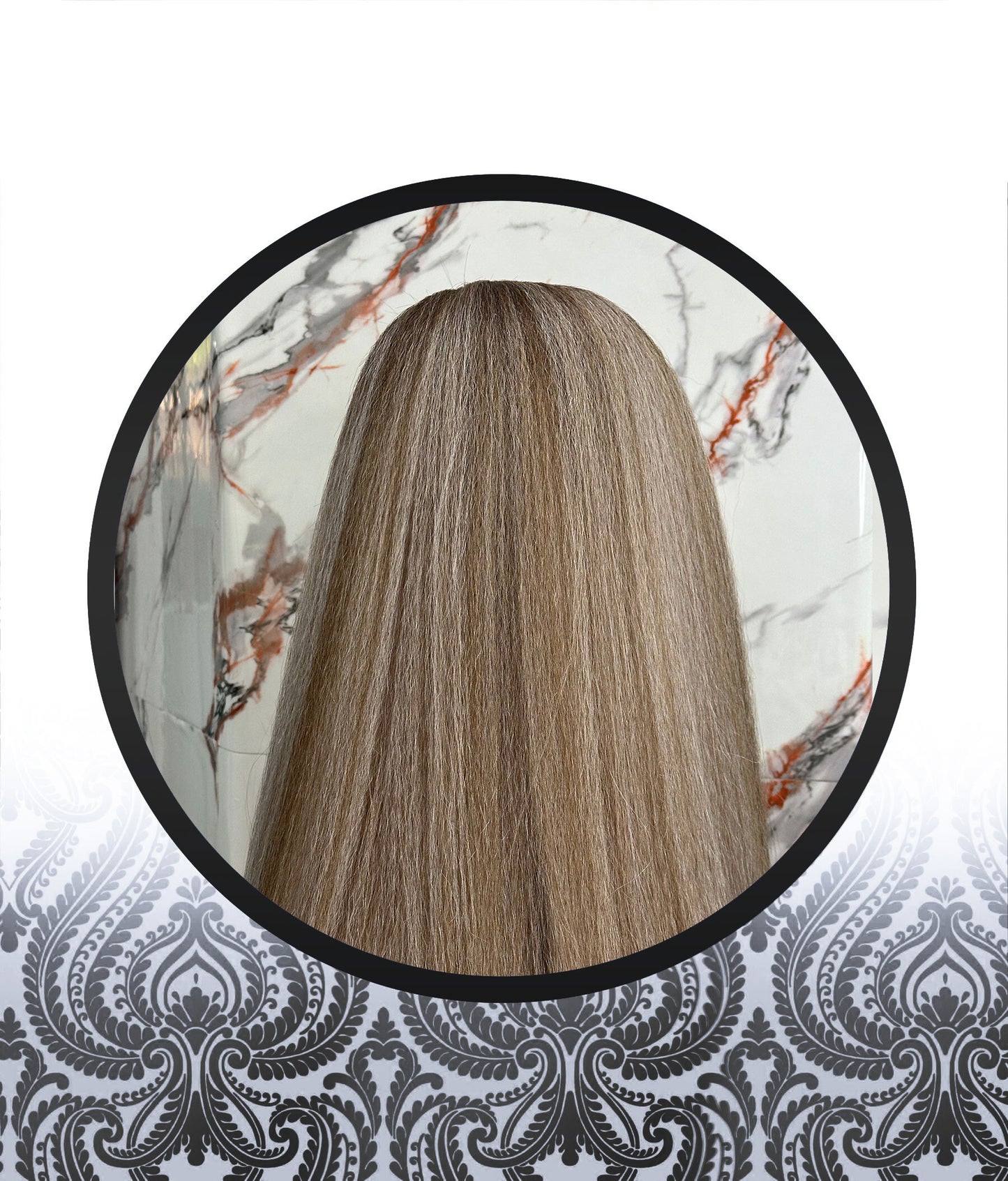 36″ Kinky Straight Ombre-Grey Human HairBlend Glueless Lace Frontal