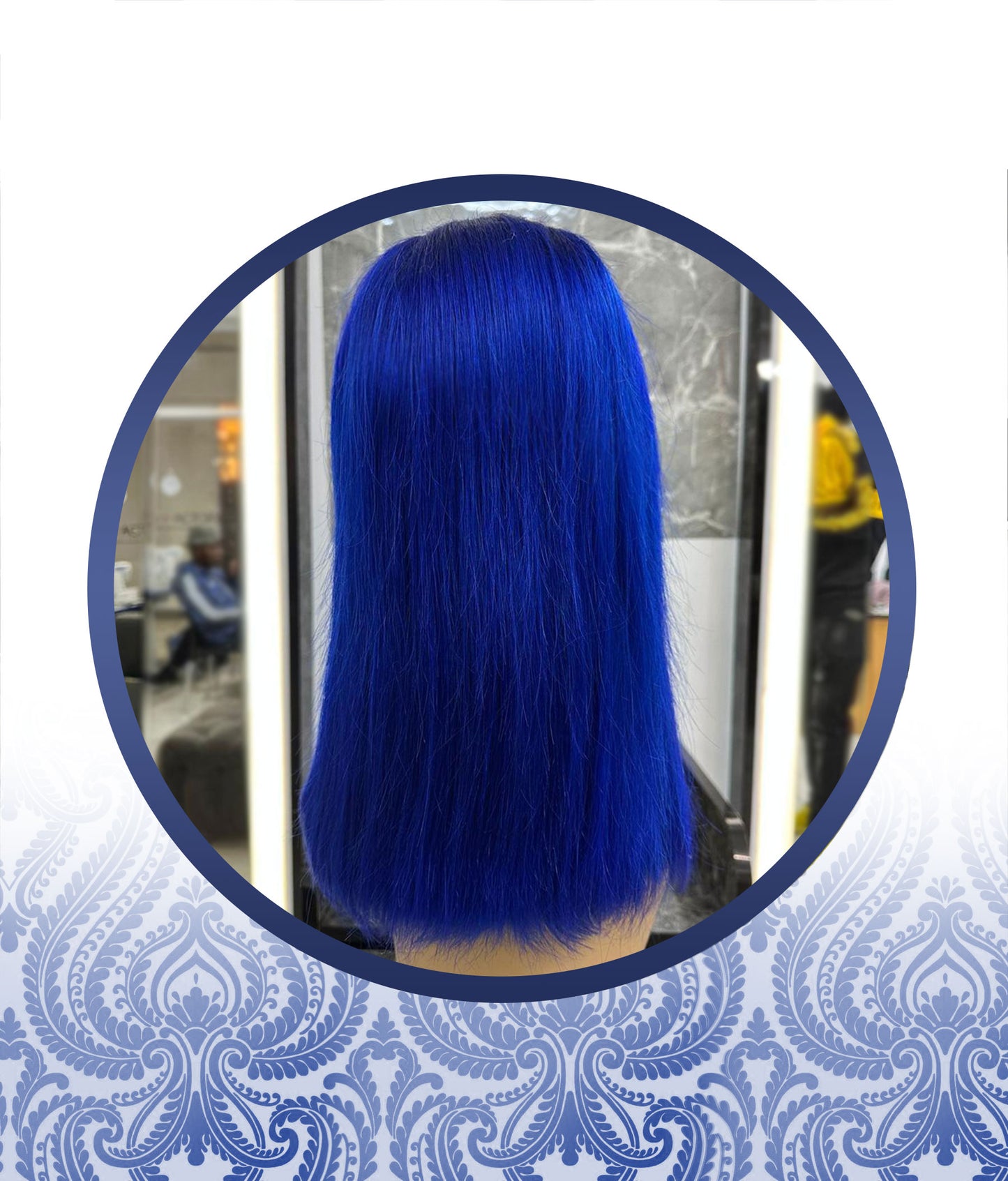 14" Straight Blue Lace Frontal Wig