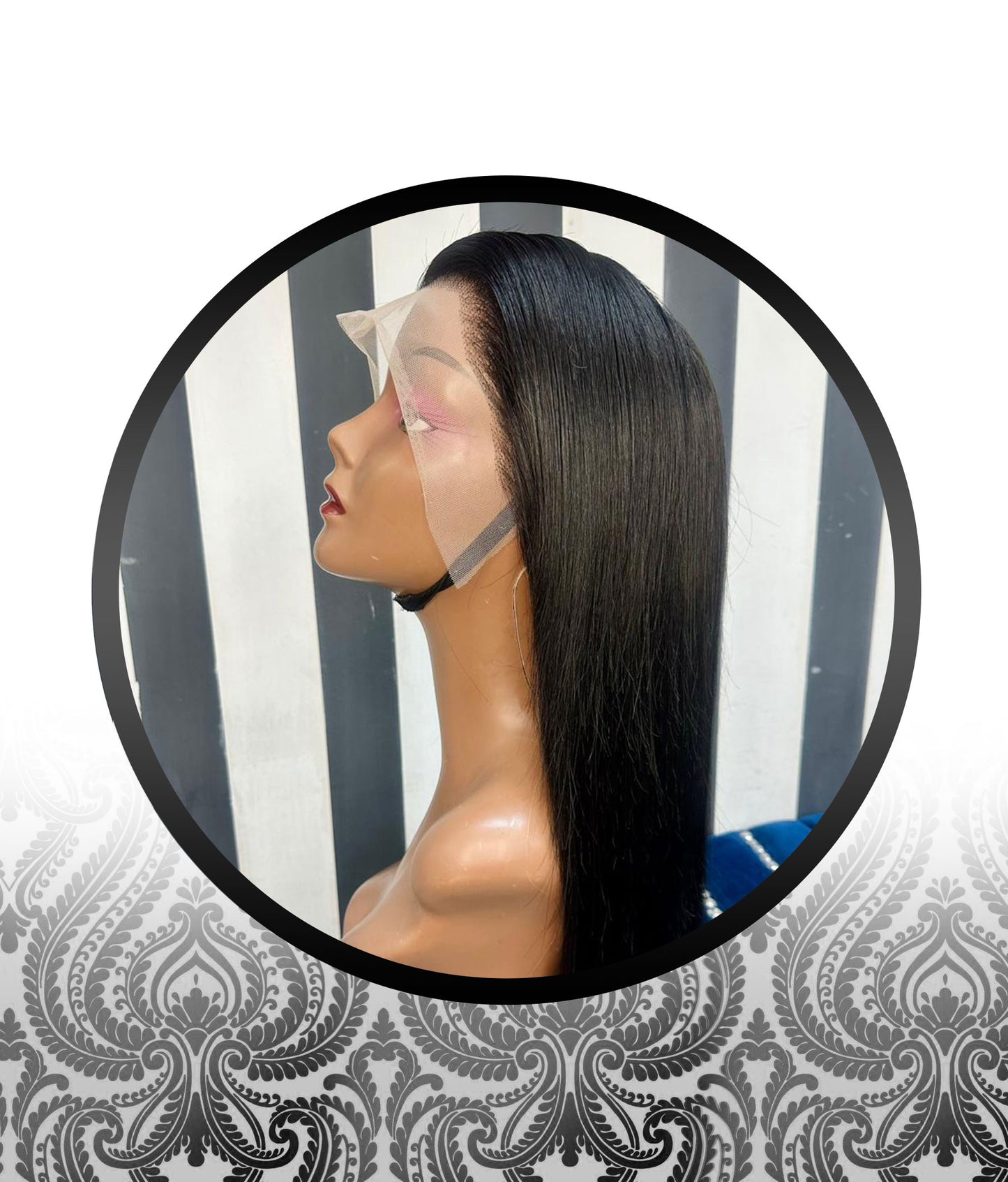 20" Human HairBlend Bone Straight Lace Frontal Wig