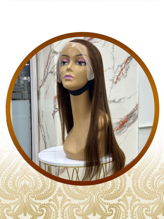 22" Double Drawn Glueless Chocolate Lace Frontal Unit