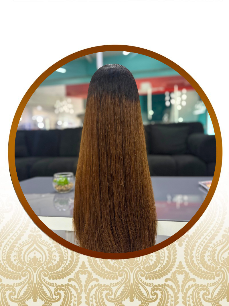 26" Peruca Glueless 5x5 Ombre Chocolate Brown Vietnamese Unit