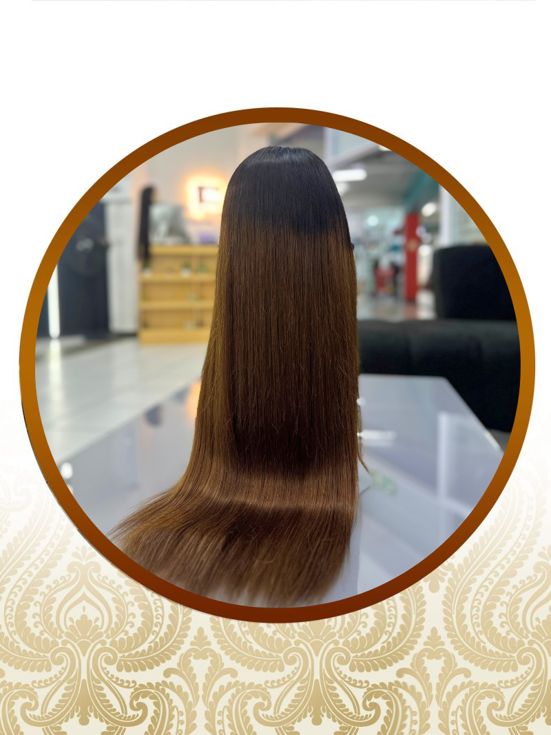 26" Peruca Glueless 5x5 Ombre Chocolate Brown Vietnamese Unit