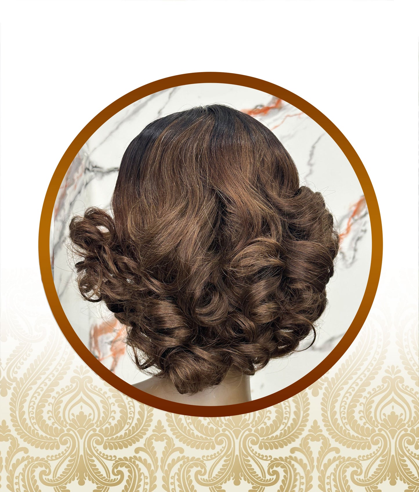 14″ 4×4 Glueless Ombre Chocolate Brown Bouncy Body-Loose Wave Double-Drawn Unit