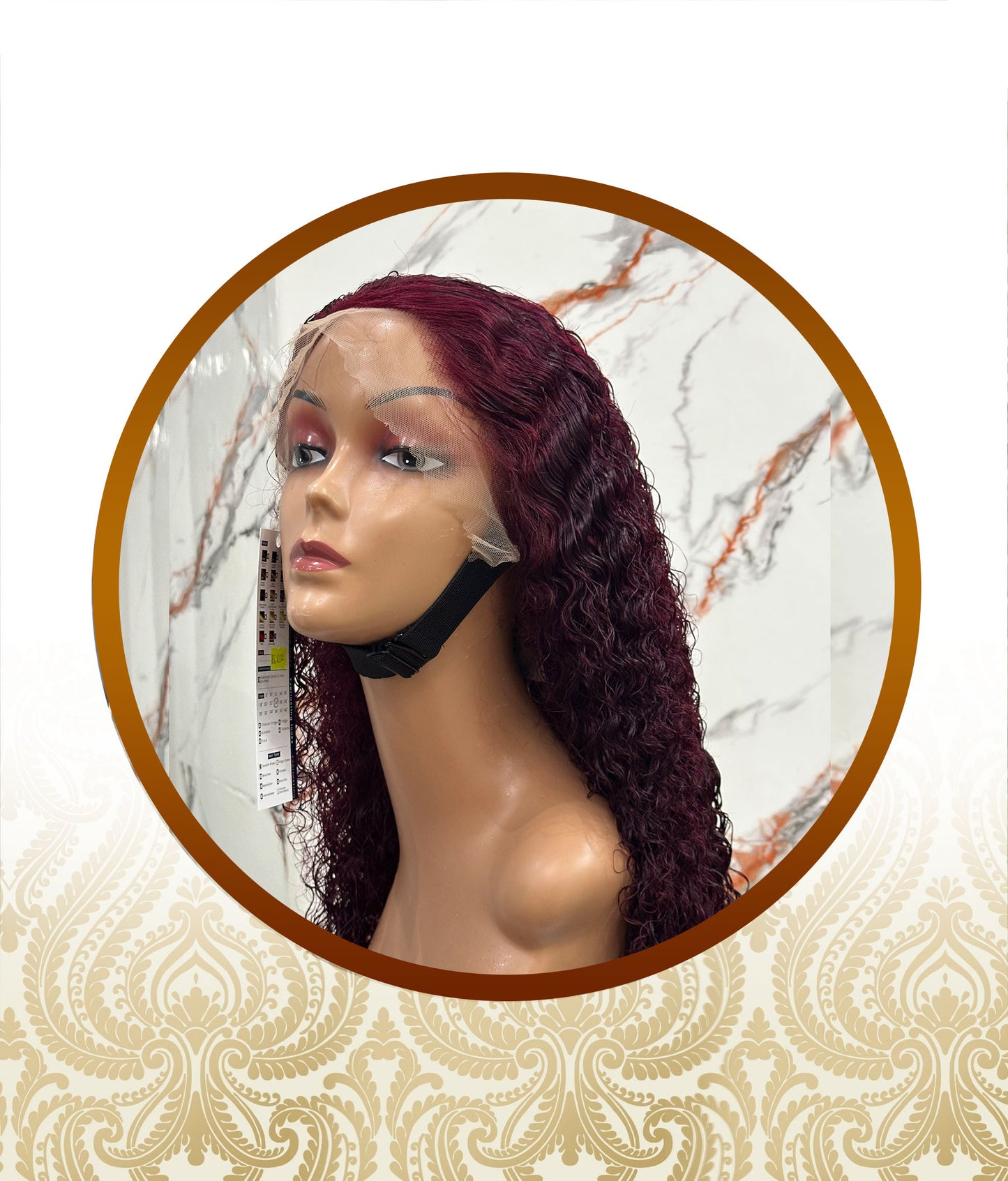 20 Inch Wine Red Lace Frontal Waterwave Double Drawn Unit