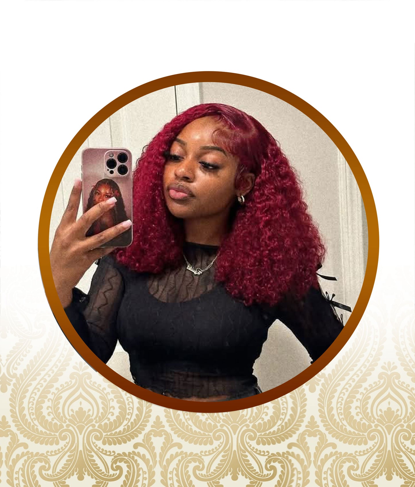 20 Inch Wine Red Lace Frontal Waterwave Double Drawn Unit
