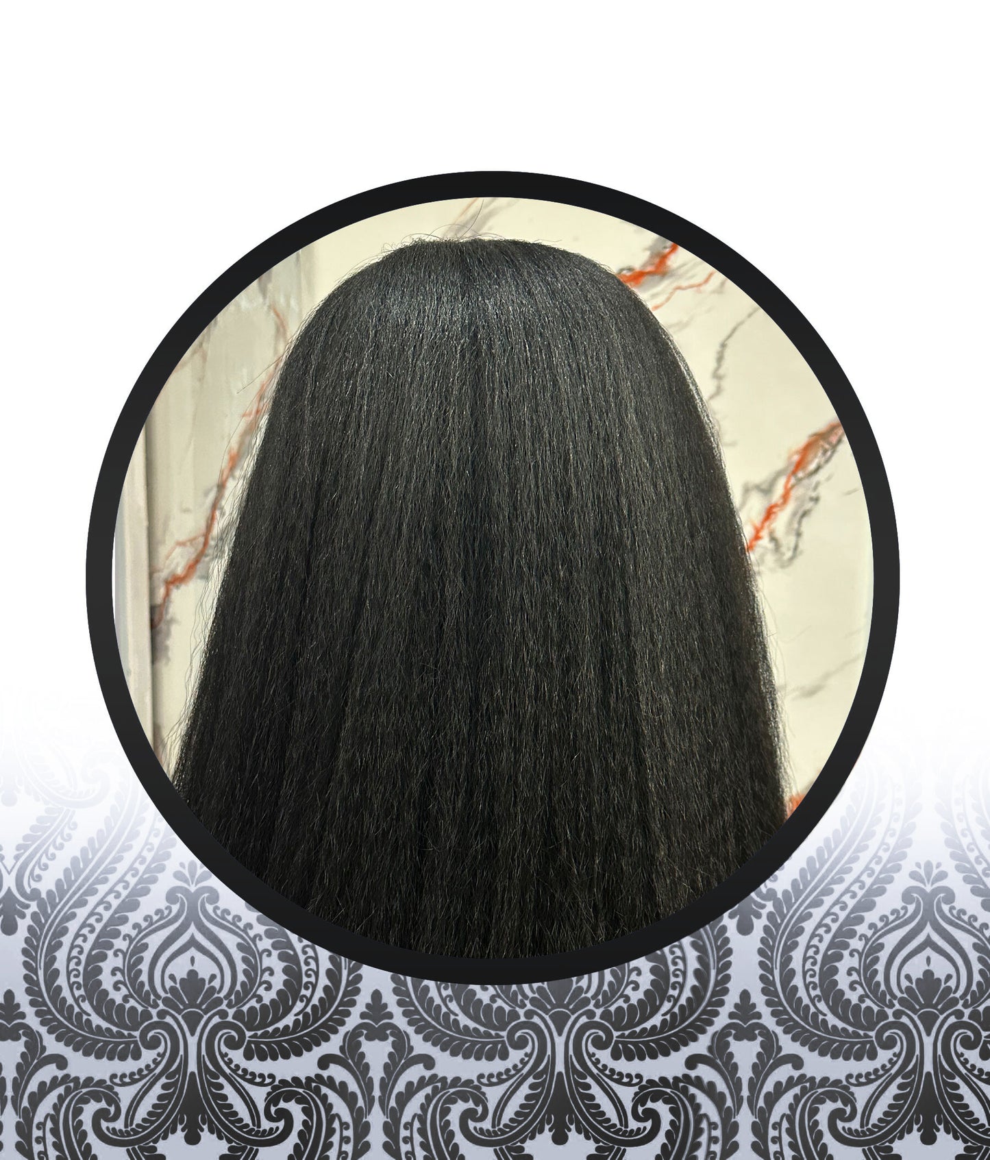 36″ Kinky Straight Human HairBlend Glueless Lace Frontal