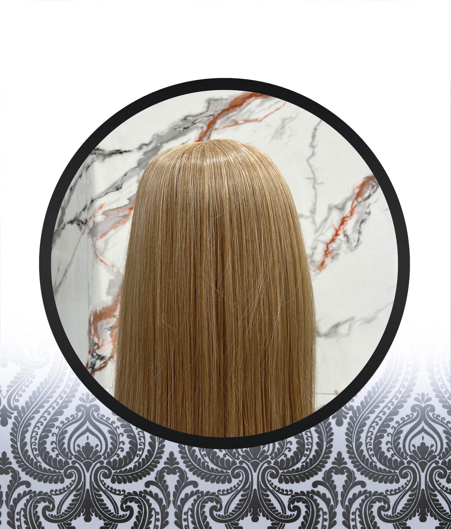 26″ Straight Color27-613 Mix Human HairBlend Glueless Lace Frontal