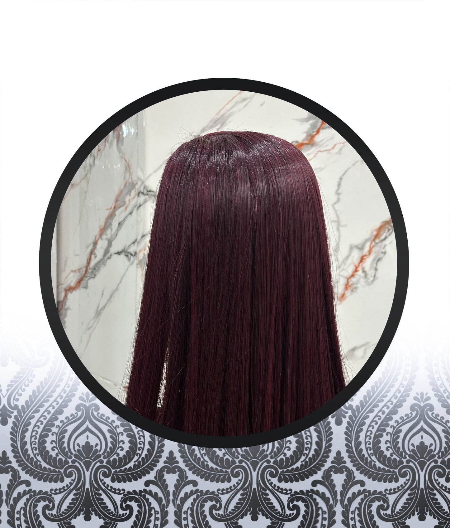 36″ Human HairBlend Wine Red Glueless Lace Frontal