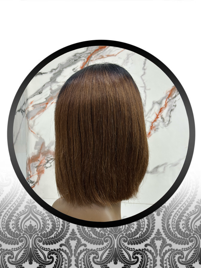 10" Straight Ombre-Chocolate Brown Lace Frontal Grade10 Wig