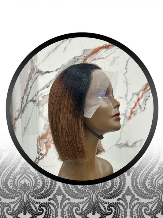 10" Straight Ombre-Chocolate Brown Lace Frontal Grade10 Wig