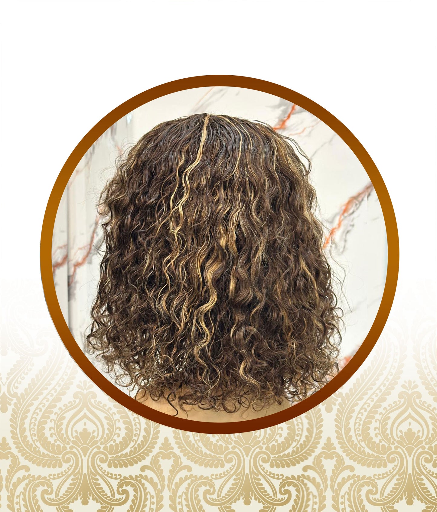 Double Drawn Light Brown Highlighted Glueless Fringe Unit