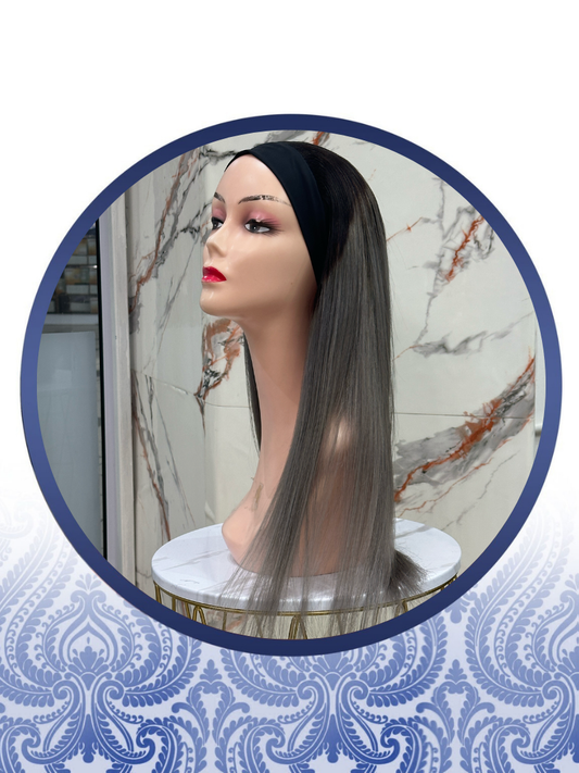 24” Ombre Grey Headband Wig