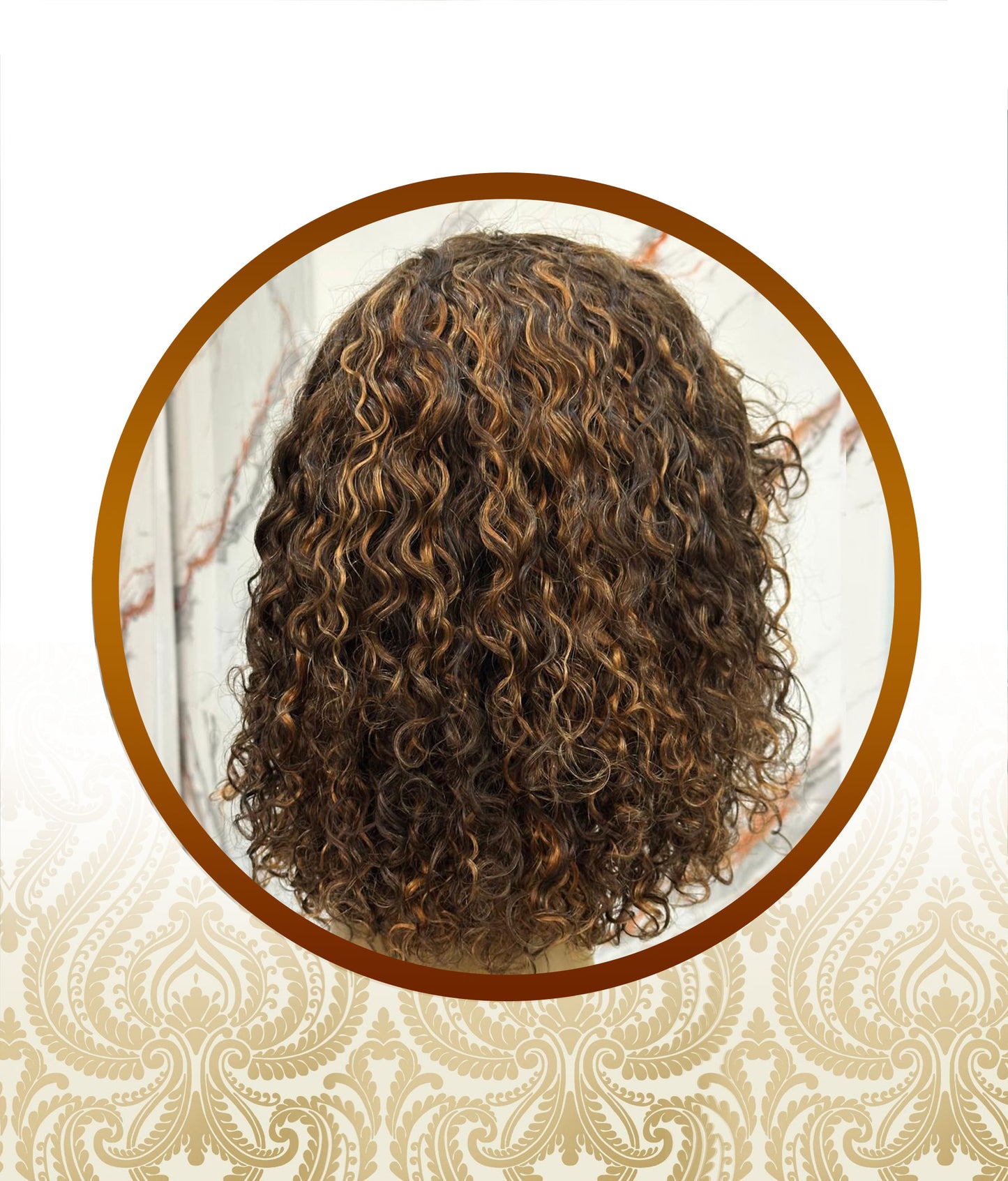 Double Drawn Mid Brown Highlighted Glueless Fringe Unit