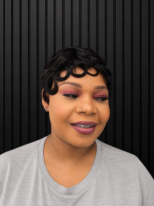 Natural Wavy Short Glueless Black Pixie Wig